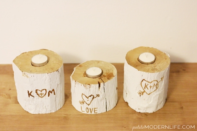 DIY Valentines Logs Candle Holder