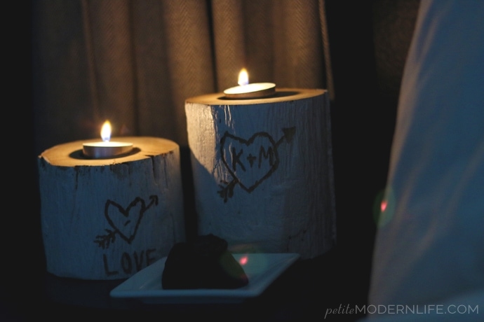 DIY Valentines Logs Candle Holder