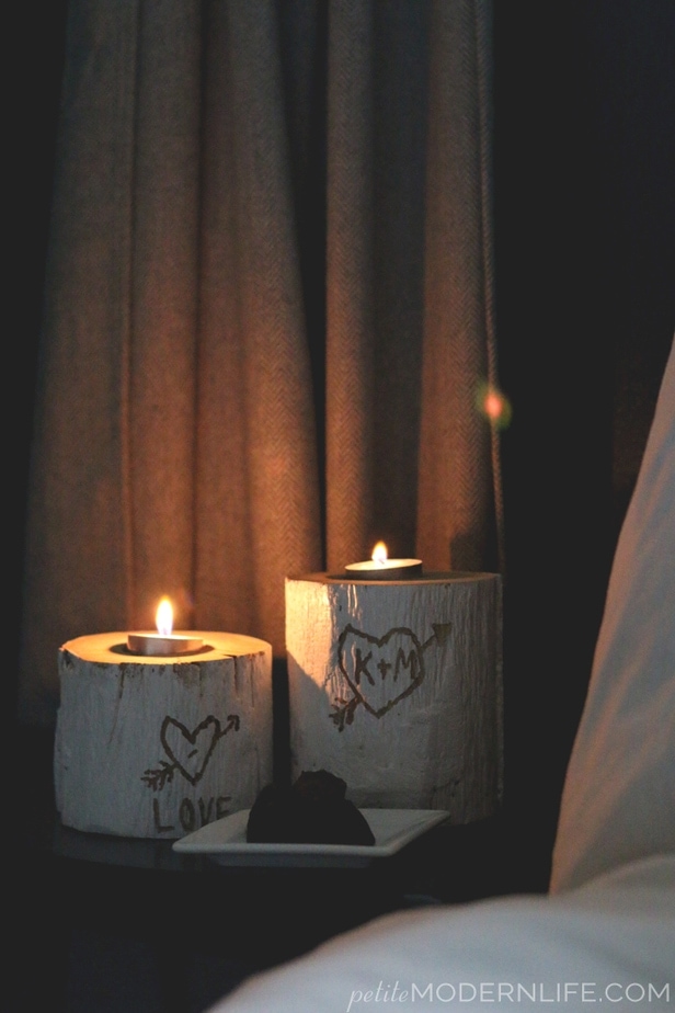 DIY Valentines Logs Candle Holder