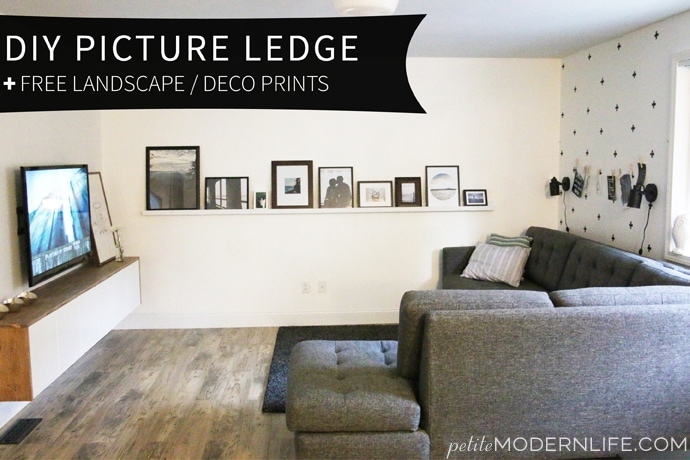 This DIY Picture Ledge is a sweet, simple and inexpensive way to dress up your wall! And the free photographs and deco prints are awesome!