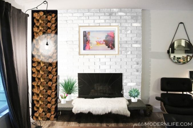 Fireplace makeover plans: Red to white on Petite Modern Life