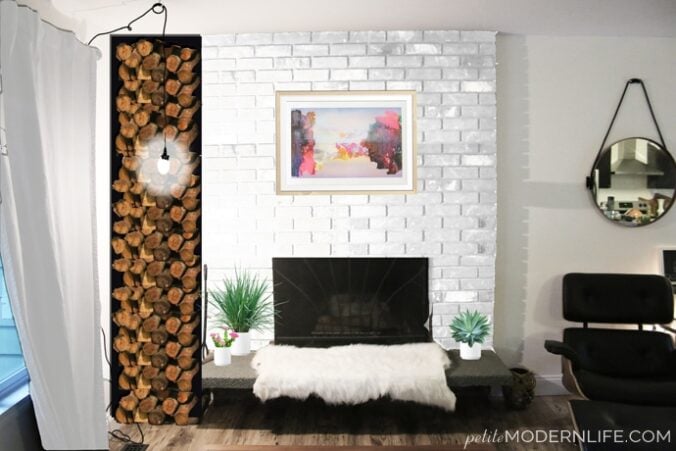 Fireplace makeover plans: Red to white on Petite Modern Life