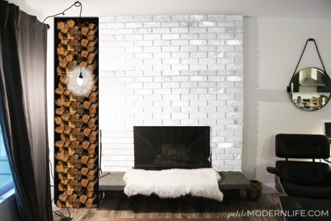 Fireplace makeover plans: Red to white on Petite Modern Life