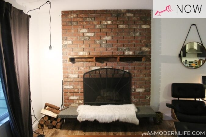Fireplace makeover plans: Red to white on Petite Modern Life