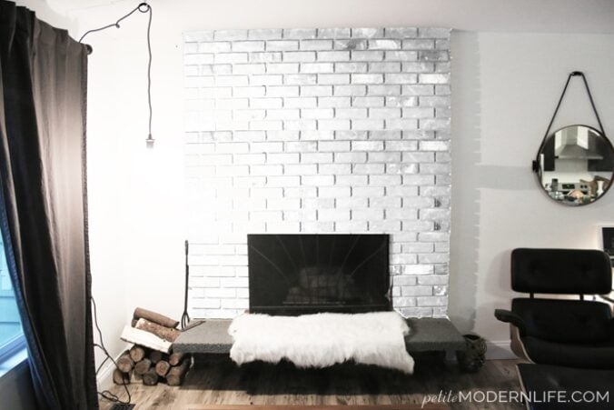 Fireplace makeover plans: Red to white on Petite Modern Life