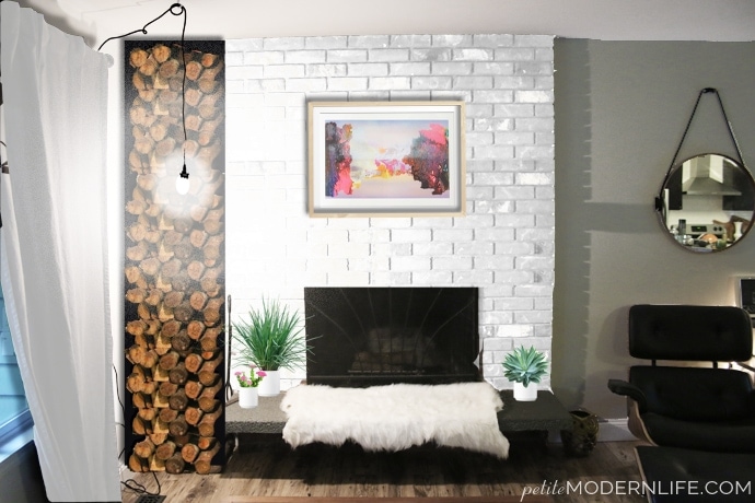 Fireplace makeover plans: Red to white on Petite Modern Life