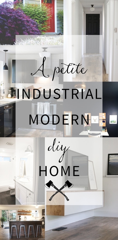 This 1600 sq. ft. home is neatly pulled together with beautiful industrial modern DIY projects. Love this functional minimal design that allows them to comfortably live small.