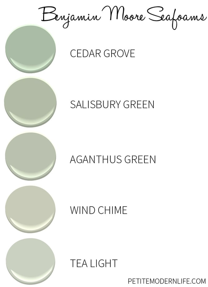 Favorite Benjamin Moore Seafoam colors.