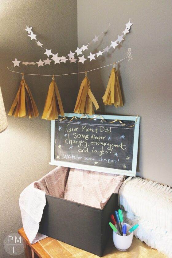 A simple winter star themed baby shower with games and menu details