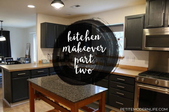 See what we learned of cleaning, priming and painting our kitchen cabinets in Part 2 of our Kitchen Makeover | Petite Modern Life