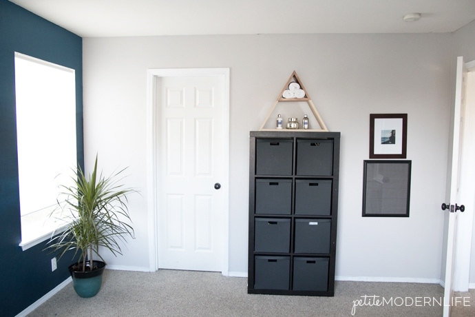 Gorgeous Guest Room Makeover with Ombre Wall and Live Edge Headboard | Petite Modern Life