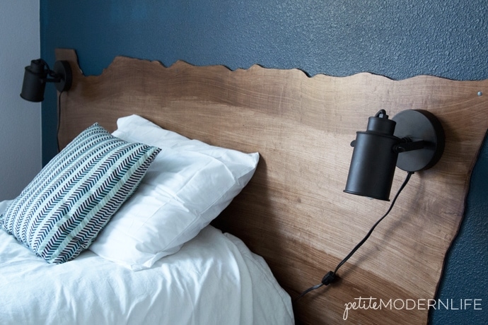 Gorgeous Guest Room Makeover with Ombre Wall and Live Edge Headboard | Petite Modern Life