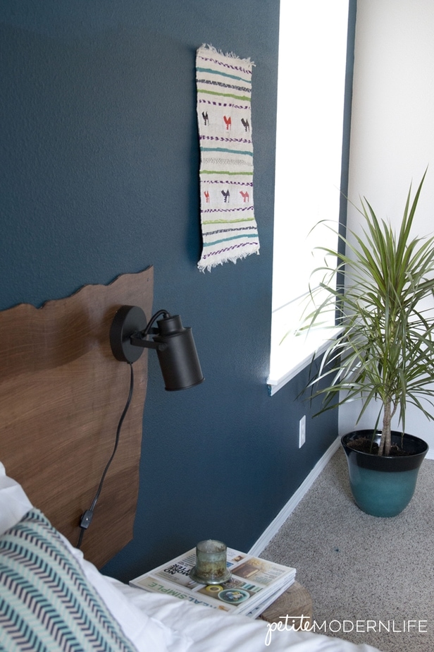 Gorgeous Guest Room Makeover with Ombre Wall and Live Edge Headboard | Petite Modern Life