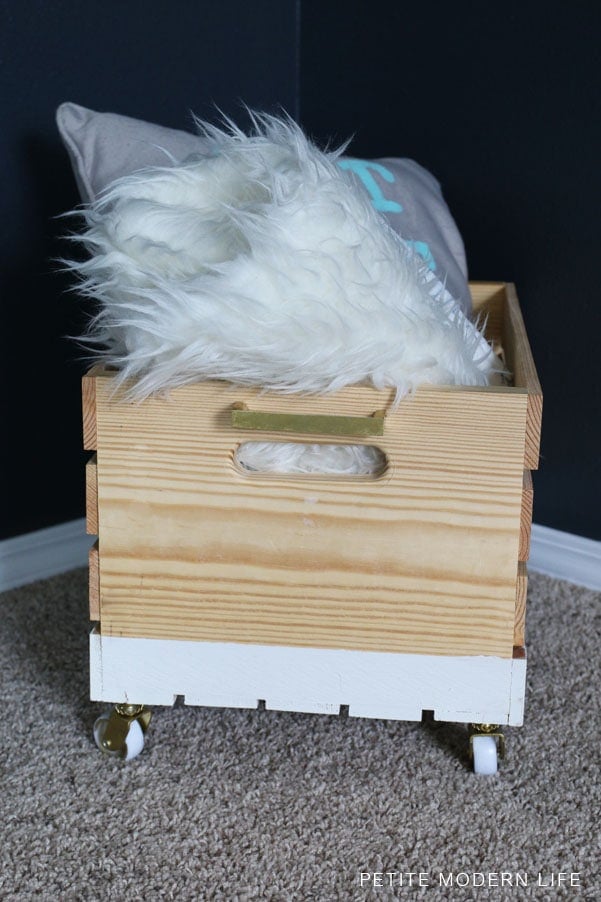 Modern storage crate makeover with wheels!