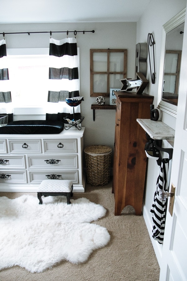 Black white gray modern nursery as part of Nursery Week on Petite Modern Life