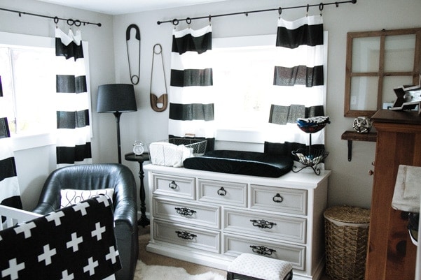 Black white gray modern nursery as part of Nursery Week on Petite Modern Life