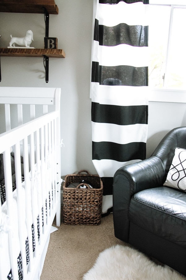 Black white gray modern nursery as part of Nursery Week on Petite Modern Life