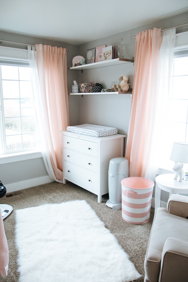 Coral and Gray Modern Nursery as part of Nursery Week on petitemodernlife.com