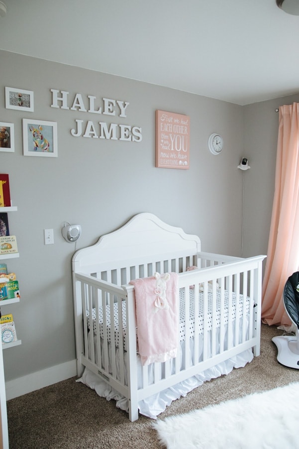 Coral and Gray Modern Nursery as part of Nursery Week on petitemodernlife.com