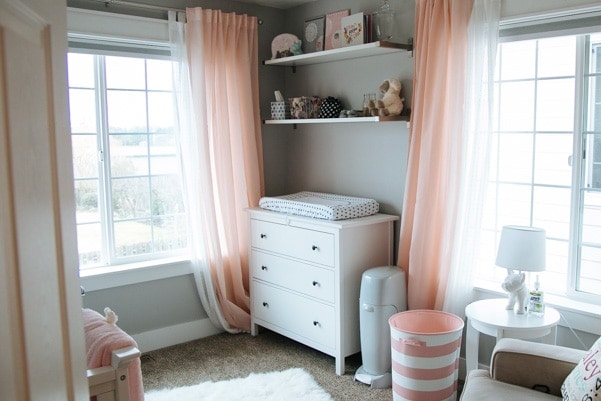 Coral and Gray Modern Nursery as part of Nursery Week on petitemodernlife.com