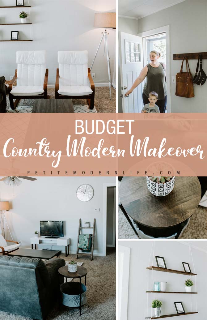 Budget Country Modern Living Room Makeover Pin collage