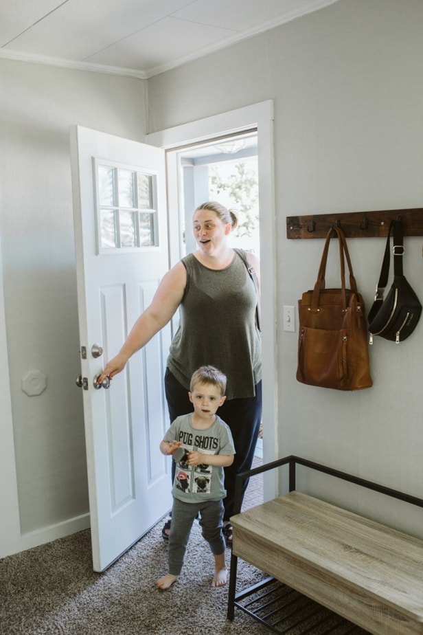 girl surprised by room makeover