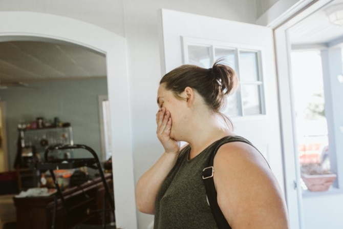 girl surprised by room makeover