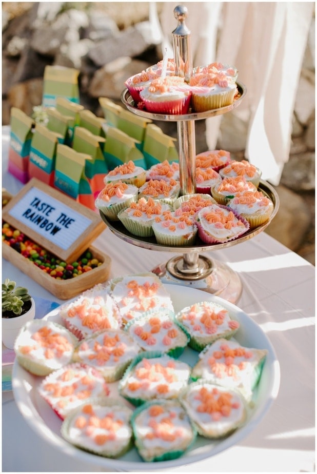 Rainbow birthday dessert table