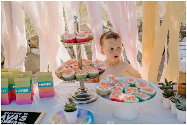 Rainbow birthday dessert table