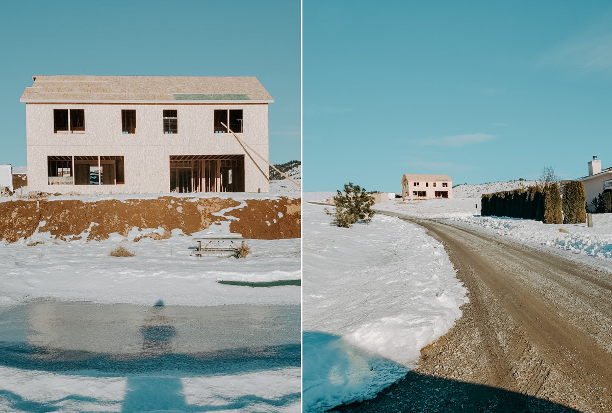 European Farmhouse exterior framed view