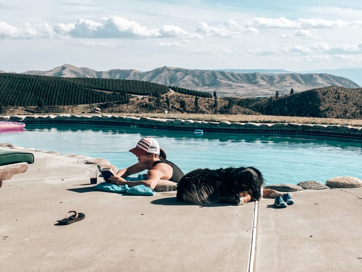 enjoying the pool in lake chelan