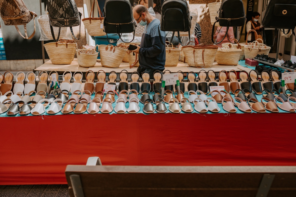 Leather shoes to shop at the Inca Market in Mallorca Spain