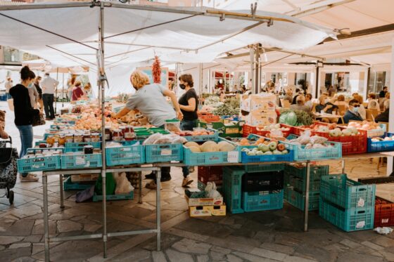 Produce market at the Inca Market in Mallorca Spain