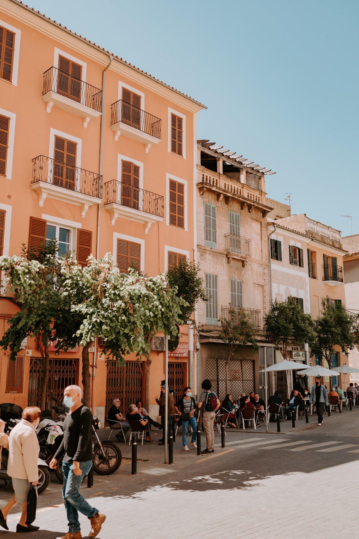 Old colorful buildings in Inca, Spain Mallorca